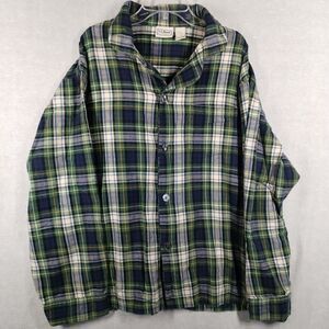 L.L. Bean‎ Flannel Pajama Men's Medium Sleepwear Shirt Plaid Green Black Navy
